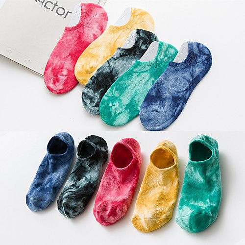

Athletic Sports Socks 5 Pairs Cushion Tie Dye Men's Women's Crew Socks Ankle Socks Low Cut Socks Breathable Sweat wicking Comfortable Gym Workout Basketball Running Active Training Skateboarding