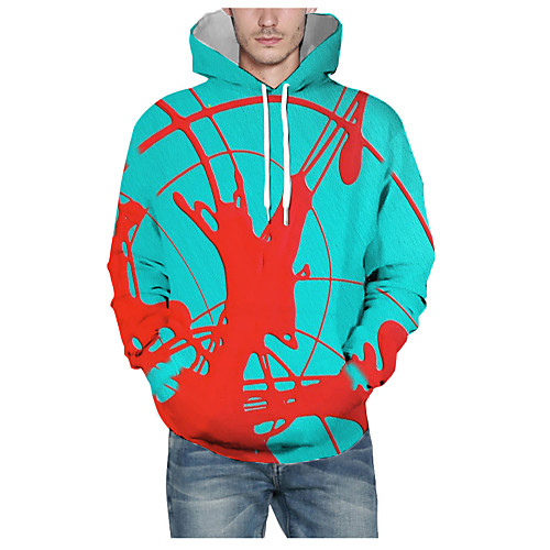 

Men's Pullover Hoodie Sweatshirt Graphic 3D Daily 3D Print Basic Hoodies Sweatshirts Blue