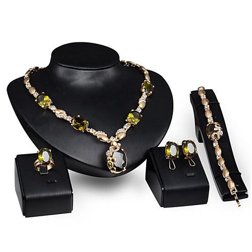 

Women's Jasper Synthetic Diamond Bridal Jewelry Sets Simple Basic Elegant Earrings Jewelry Gold For Wedding Engagement 1 set