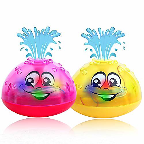 

baby light up bath toys for toddlers 1 2 3 years kids pack of 2 (rose red and yellow)