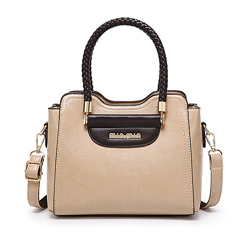 

Women's Bags PU Leather Polyester Satchel Top Handle Bag Daily Office & Career 2021 Handbags Black Red Khaki Brown