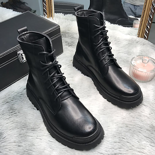 

Men's Boots Work Boots Casual Daily Leather Booties / Ankle Boots Black Fall