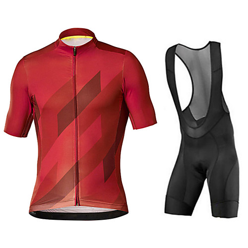

21Grams Men's Short Sleeve Cycling Jersey with Bib Shorts Black / Red Black / Blue Bike UV Resistant Quick Dry Sports Patterned Mountain Bike MTB Road Bike Cycling Clothing Apparel / Stretchy