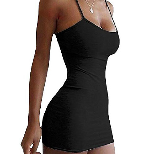 

women summer dresses sexy spaghetti strap mini bodycon dress (medium, black)
