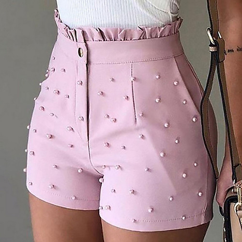 

Women's Basic Loose Shorts Pants Solid Colored White Black Blushing Pink