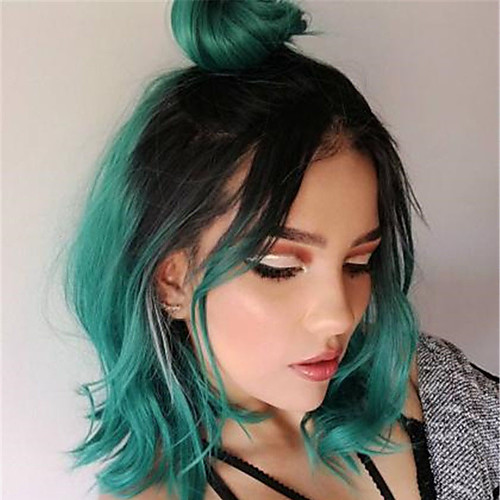 

Synthetic Wig Straight Middle Part Wig Short Black / Dark Green Synthetic Hair Women's Cosplay Cool Green