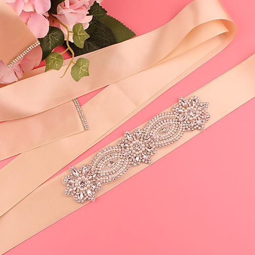 

Satin / Tulle Wedding / Party / Evening Sash With Belt / Appliques / Crystals / Rhinestones Women's Sashes
