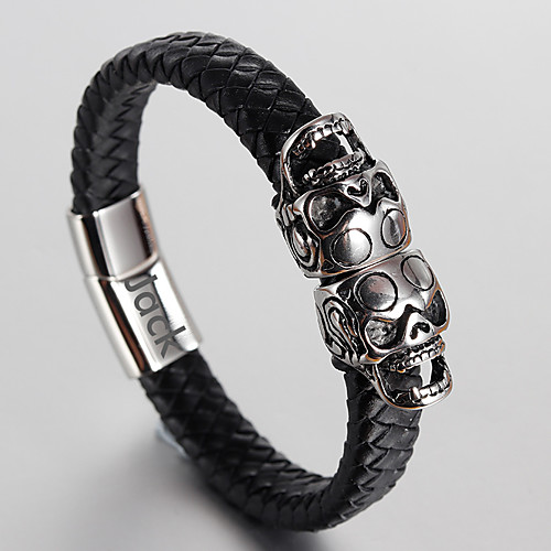 

Personalized Customized Bracelet Titanium Steel Skull Gift Daily irregular 1pcs Black Gold / Laser Engraving