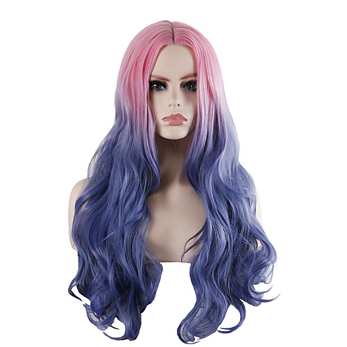 

Synthetic Wig Tight Curl Loose Curl Middle Part Wig Long Pink / Grey Synthetic Hair 28 inch Women's Fashionable Design Party Exquisite Blue Pink