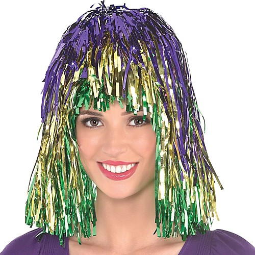 

Cosplay Wig Mardi Gras Tinsel kinky Straight Asymmetrical Wig Medium Length Rainbow Synthetic Hair Women's Anime Cosplay Exquisite Mixed Color