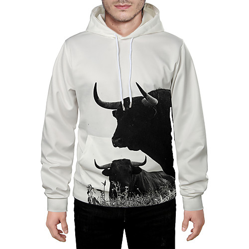 

Men's Pullover Hoodie Sweatshirt Graphic 3D Animal Daily 3D Print Basic Hoodies Sweatshirts White