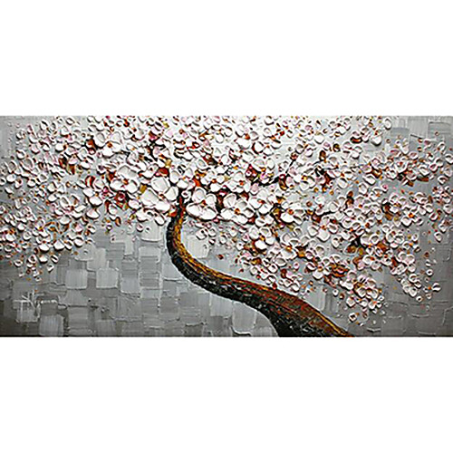 

Oil Painting Hand Painted Horizontal Panoramic Floral / Botanical Modern Rolled Canvas (No Frame)