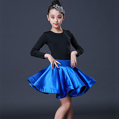 

Latin Dance Skirts Side Draping Ruching Solid Girls' Training Performance Long Sleeve Modal