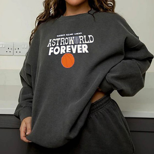 

Women's Pullover Sweatshirt Graphic Text Letter Oversized Daily Other Prints Basic Hoodies Sweatshirts Loose Black