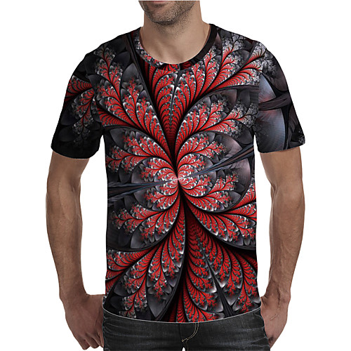 

Men's T shirt 3D Print Graphic Plus Size Print Short Sleeve Daily Tops Elegant Exaggerated Red