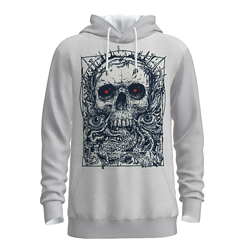

Men's Pullover Hoodie Sweatshirt Graphic Skull 3D Print Basic Halloween Hoodies Sweatshirts White
