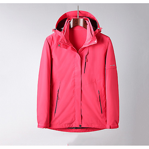 

Women's Hiking Jacket Hiking 3-in-1 Jackets Winter Outdoor Solid Color Waterproof Windproof Fleece Lining Breathable Jacket Hunting Fishing Climbing Black Red Fuchsia Pink / Warm
