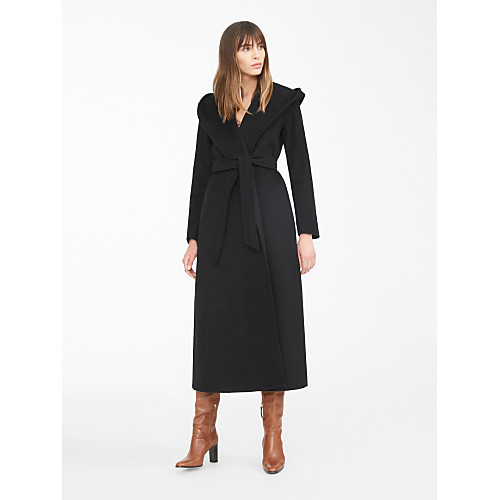 

Women's Solid Colored Drawstring Basic Fall & Winter Coat Long Daily Long Sleeve Acrylic Coat Tops Black