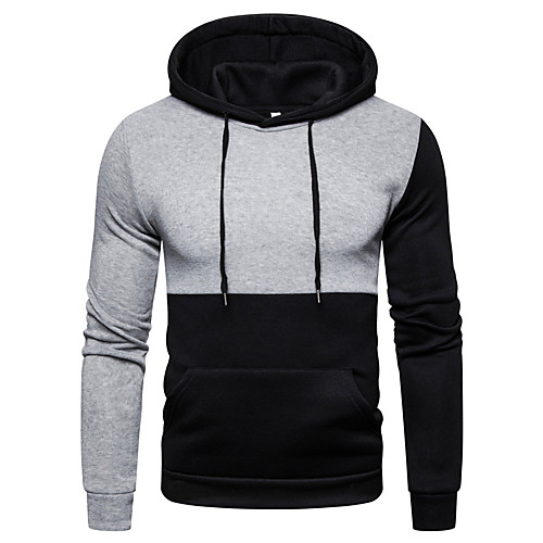 

Men's Hoodie Color Block Hooded Basic Hoodies Sweatshirts Gray