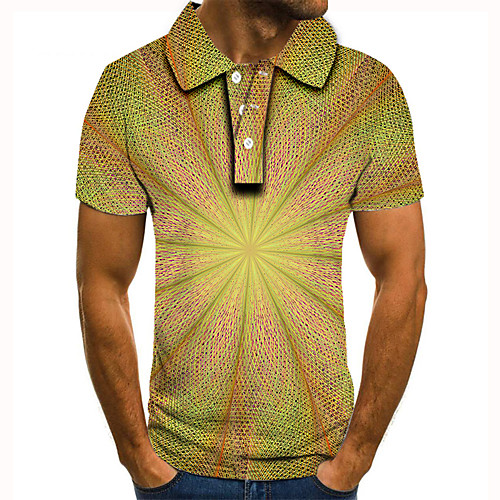 

Men's Polo 3D Print Graphic Print Short Sleeve Daily Tops Basic Yellow