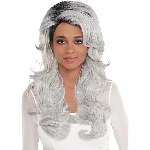 

Cosplay Wig Luscious Gray Curly Asymmetrical Wig Long Grey Synthetic Hair Women's Anime Cosplay Exquisite Gray
