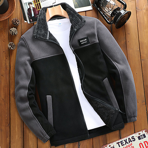 

Men's Hiking Fleece Jacket Winter Outdoor Lightweight Windproof Breathable Quick Dry Winter Jacket Top Fleece Climbing Camping / Hiking / Caving Traveling Dark Grey Black Dark Blue / Warm