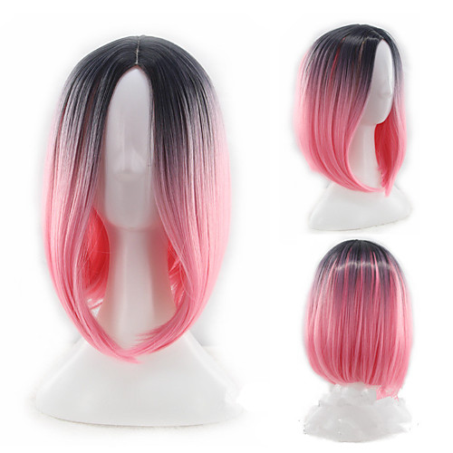 

Synthetic Wig kinky Straight Middle Part Wig Short Brown Grey Pink Blue Green Synthetic Hair 12 inch Women's Fashionable Design Cosplay Exquisite Purple