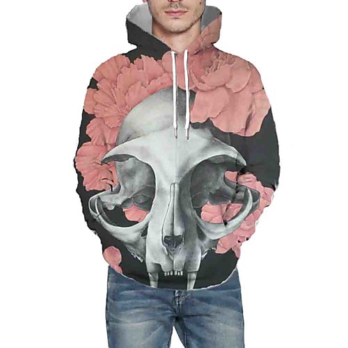 

Men's Pullover Hoodie Sweatshirt Graphic 3D Skull Daily 3D Print Basic Hoodies Sweatshirts Blushing Pink