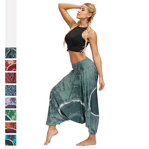 

Women's Yoga Pants Harem Bloomers Bottoms Breathable Quick Dry Tie Dye Purple Red Dark Red Yoga Fitness Gym Workout Sports Activewear Loose