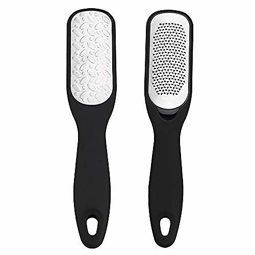 

pedicure foot file callus remover,2 sided stainless steel foot rasp and dual sided foot file professional pedicure tools premium foot scrubber for wet and dry feet