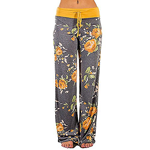 

women's printed drawstring wide leg legging pants large 0645yellow