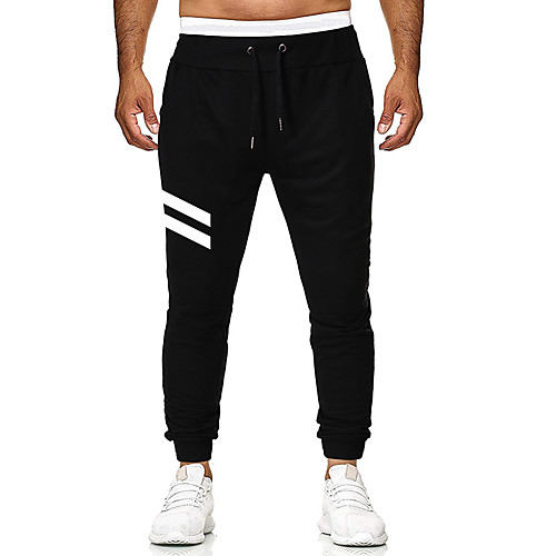 

Men's Jogger Pants Drawstring Cotton Stripes Sport Athleisure Pants Breathable Soft Oversized Comfortable Running Exercising General Use