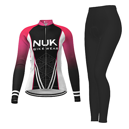 

21Grams Women's Long Sleeve Cycling Jersey with Tights Winter Fuchsia Novelty Bike Moisture Wicking Quick Dry Breathable Sports Novelty Mountain Bike MTB Road Bike Cycling Clothing Apparel