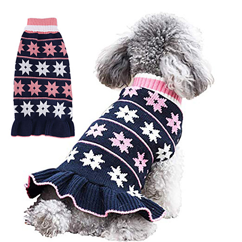 

Dog Cat Sweater Dress Stars Casual / Daily Cute Winter Dog Clothes Puppy Clothes Dog Outfits Dark Blue Gray Costume for Girl and Boy Dog Polyester XS S M L