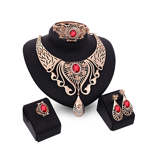 

Women's Blue Brown Red Synthetic Diamond Bridal Jewelry Sets Simple Basic Elegant Earrings Jewelry Gold For Wedding Engagement 1 set