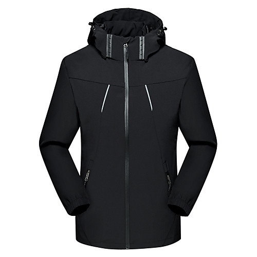 

Men's Hoodie Jacket Hiking Jacket Outdoor Thermal Warm Waterproof Windproof Breathable Top Spandex Camping / Hiking Hunting Climbing Black Grey