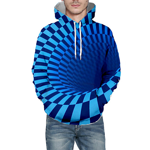 

Men's Pullover Hoodie Sweatshirt Graphic Abstract 3D Daily 3D Print Basic Hoodies Sweatshirts Blue