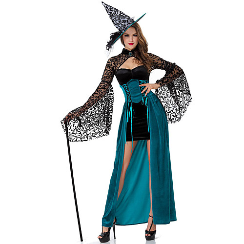 

Witch Cosplay Costume Costume Adults' Women's Ethnic & Interracial Vacation Dress Halloween Halloween Festival / Holiday Polyester Plush Fabric Black Women's Easy Carnival Costumes / Hat / Hat