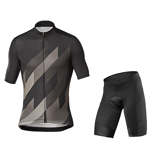 

21Grams Men's Short Sleeve Cycling Jersey with Shorts Grey Black / Green Bike UV Resistant Quick Dry Sports Patterned Mountain Bike MTB Road Bike Cycling Clothing Apparel / Stretchy