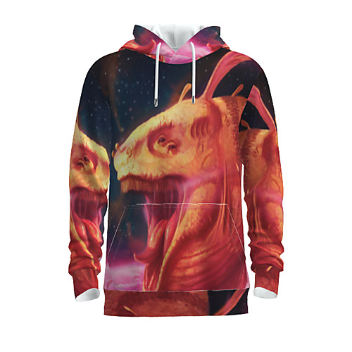 

Men's Pullover Hoodie Sweatshirt Graphic Animal Daily 3D Print Basic Hoodies Sweatshirts Orange