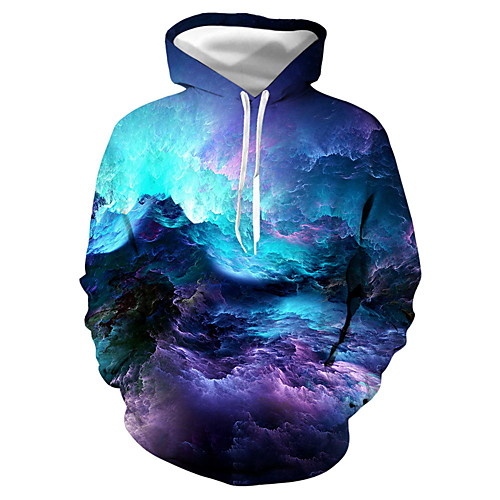 

Men's Unisex Pullover Hoodie Sweatshirt Galaxy Graphic Daily Club 3D Print Casual Hoodies Sweatshirts Blue Purple Red