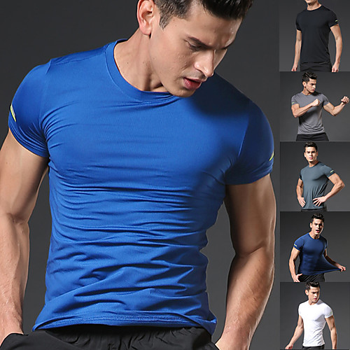 

Men's Short Sleeve Running Shirt Running Base Layer Tee Tshirt Elastane Breathable Quick Dry Moisture Wicking Fitness Gym Workout Running Walking Jogging Sportswear Solid Colored Plus Size White