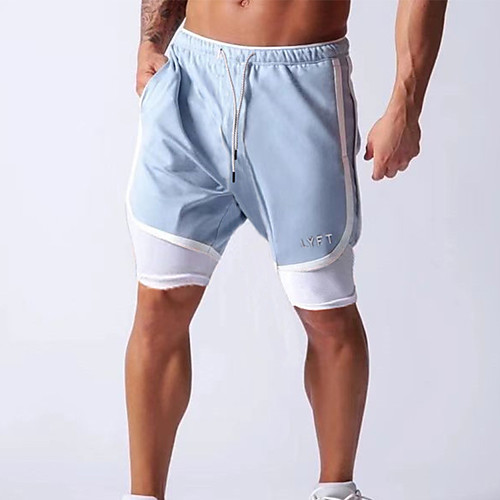 

Men's Running Shorts Athleisure Bottoms 2 in 1 Liner Split Cotton Fitness Gym Workout Running Training Quick Dry Moisture Wicking Soft Normal Sport White Black Blue Grey / Stretchy / Sweat-wicking