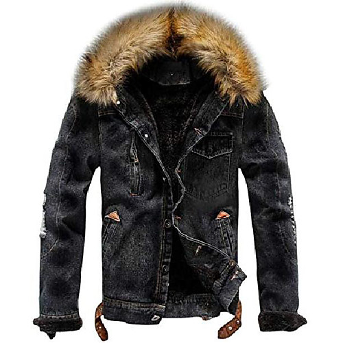 

Men's Solid Colored Notch lapel collar Jacket Polyester Coat Tops Black