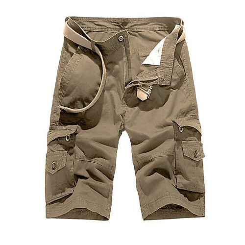 

Men's Sporty Basic Breathable Cotton Slim Daily Weekend Shorts Tactical Cargo Pants Solid Colored Sporty Black Army Green Khaki / Summer