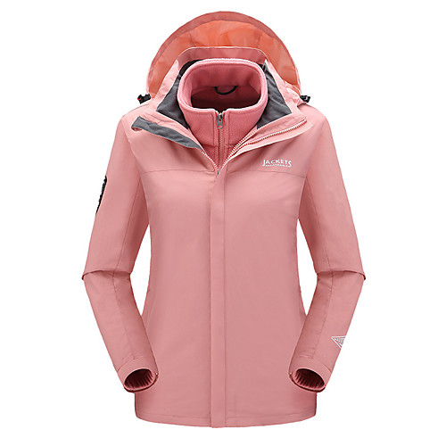 

Women's Hiking Jacket Hiking 3-in-1 Jackets Winter Outdoor Solid Color Waterproof Windproof Fleece Lining Breathable Jacket Hunting Ski / Snowboard Fishing White Black Red Pink / Warm