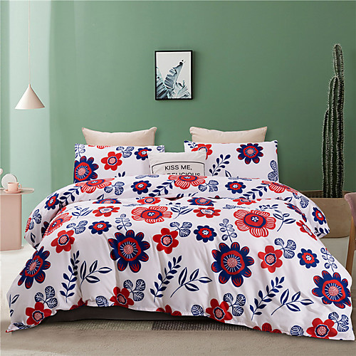 

Colorful Floral Print 3 Pieces Bedding Set Duvet Cover Set Modern Comforter Cover-3 Pieces-Ultra Soft Hypoallergenic Microfiber Include 1 Duvet Cover and 1 or2 Pillowcases