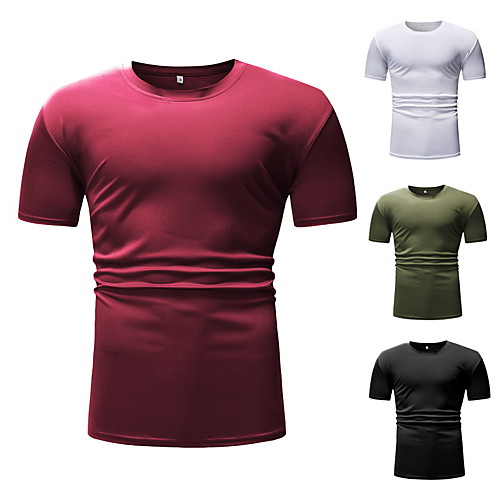 

Men's Unisex T shirt non-printing Solid Colored Plus Size Short Sleeve Daily Tops Basic White Black Wine