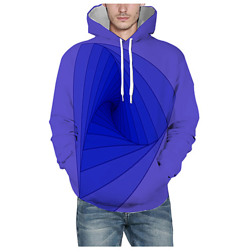 

Men's Pullover Hoodie Sweatshirt Print Graphic 3D Daily 3D Print Basic Hoodies Sweatshirts Blue