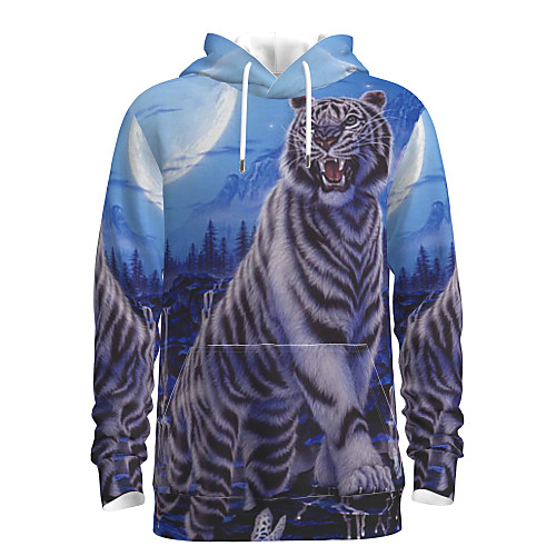 

Men's Pullover Hoodie Sweatshirt Graphic Animal Daily 3D Print Basic Hoodies Sweatshirts Blue